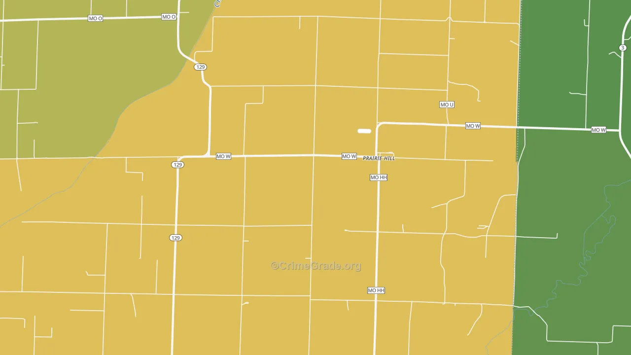 Prairie Hill, MO Map of Theft Rates