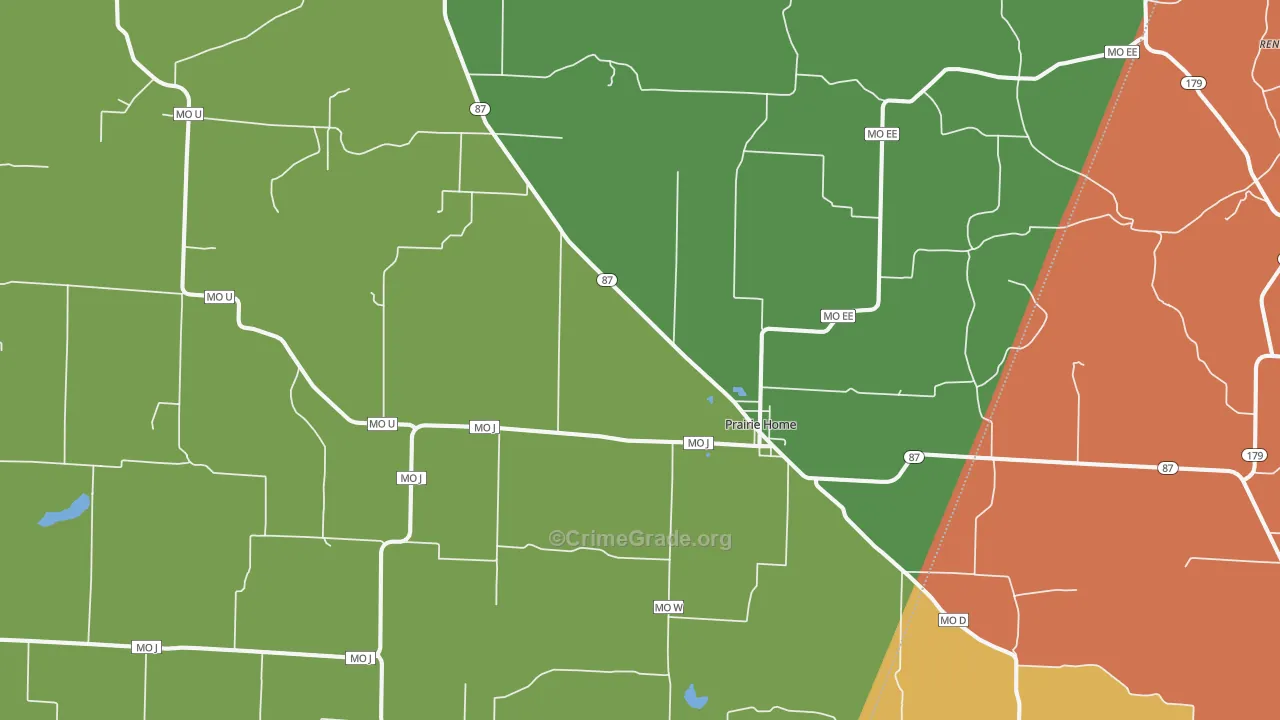 Prairie Home, MO Map of Theft Rates