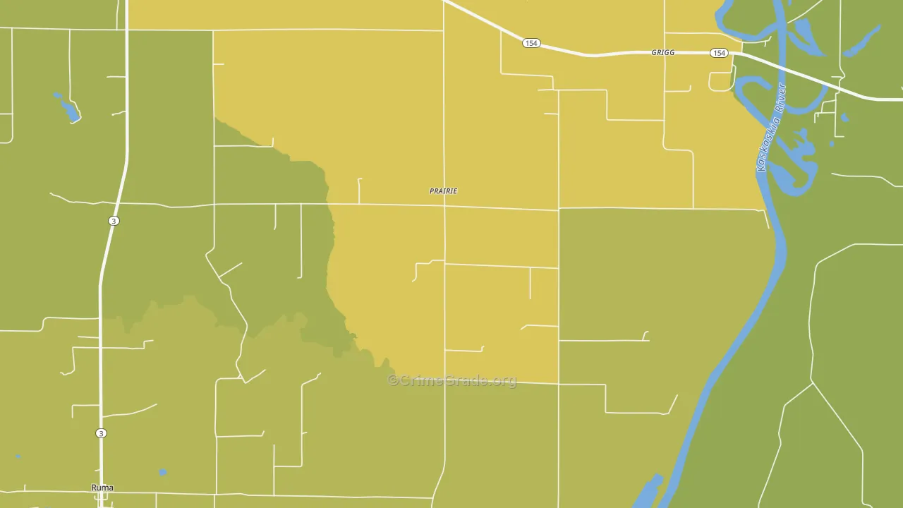 Prairie, IL Map of Theft Rates
