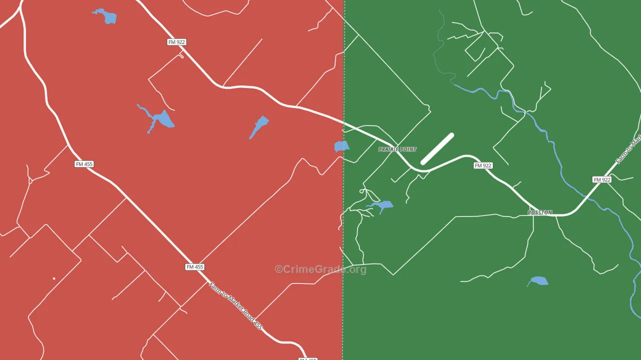 Prairie Point, TX Map of Theft Rates