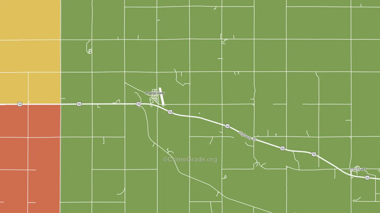 Prairie View, KS Map of Theft Rates