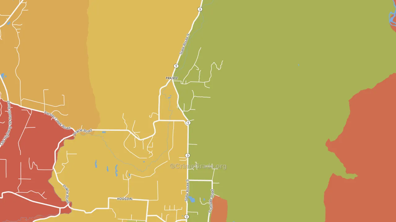 Prairie, WA Map of Theft Rates