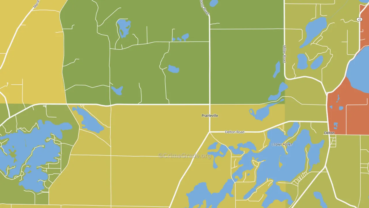 Prairieville, MI Map of Theft Rates