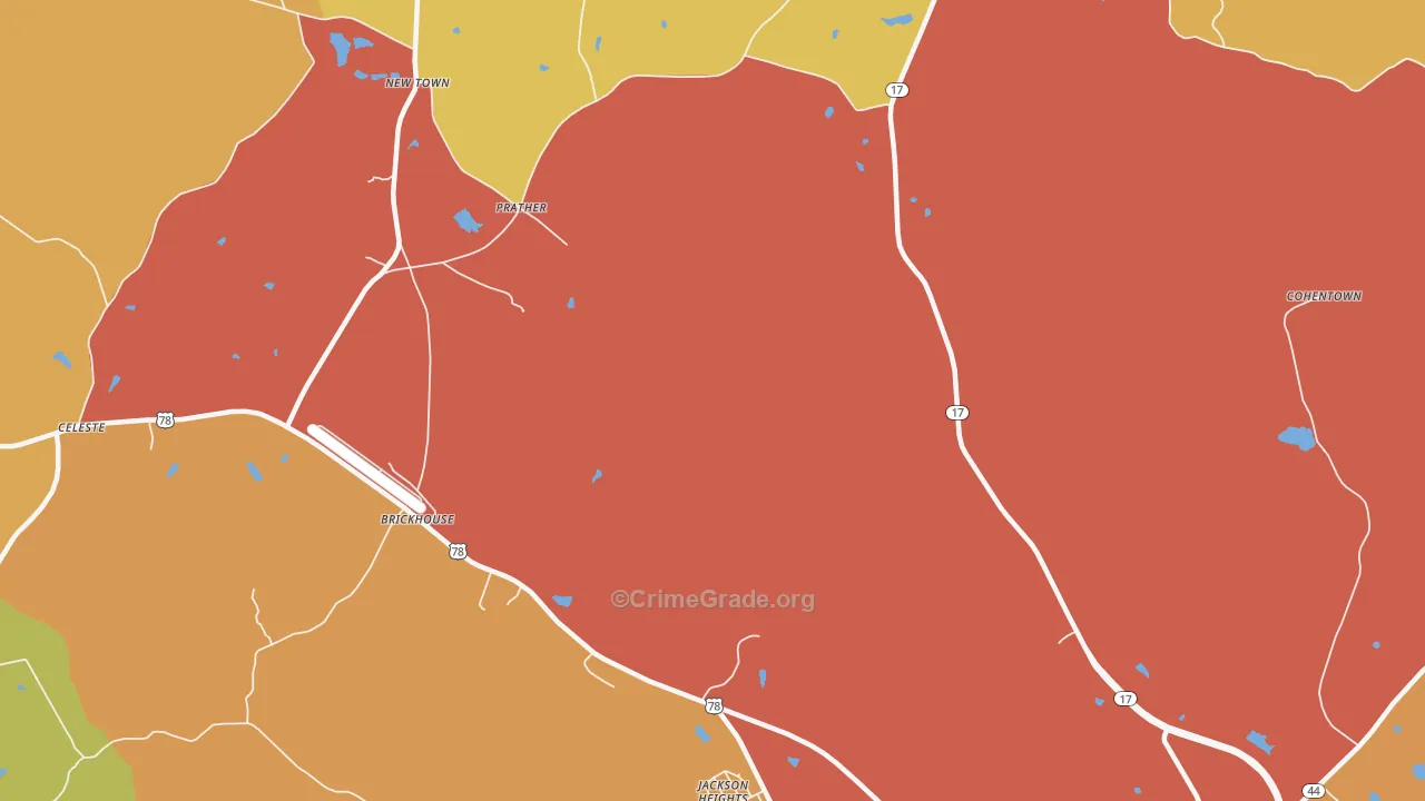 Prather, GA Map of Theft Rates
