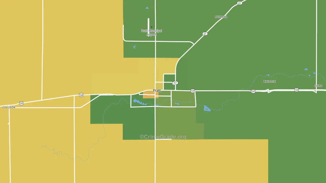 Pratt County, KS Map of Theft Rates