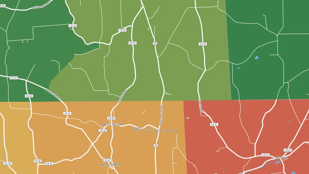 Pratts Hollow, NY Map of Theft Rates