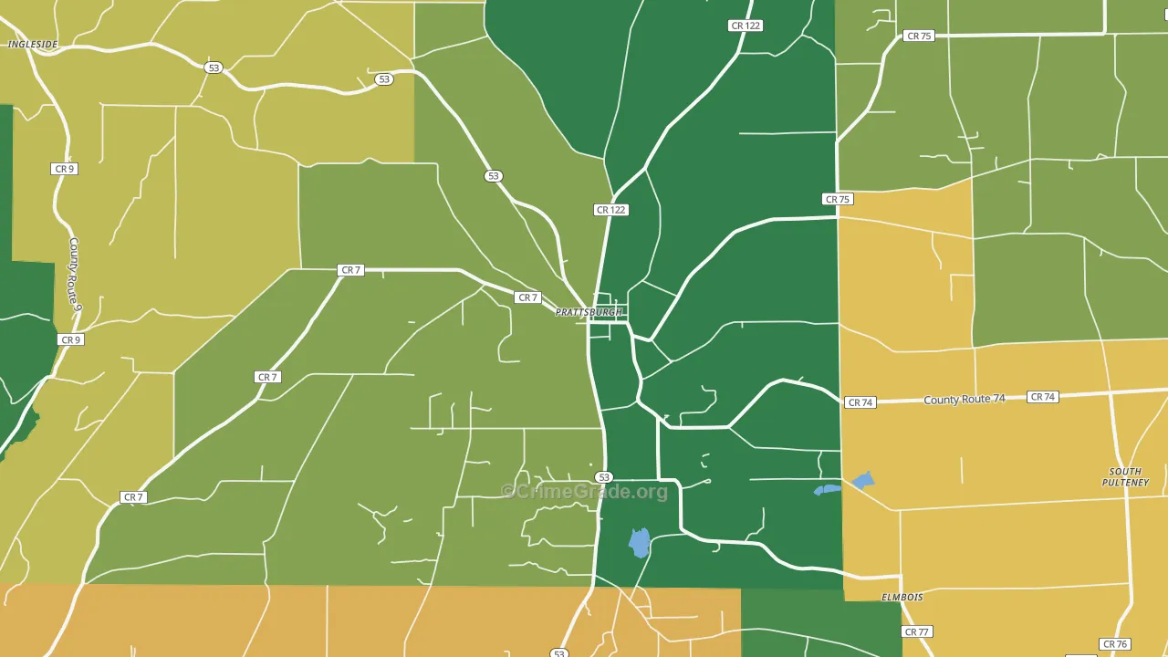 Prattsburgh, NY Map of Theft Rates