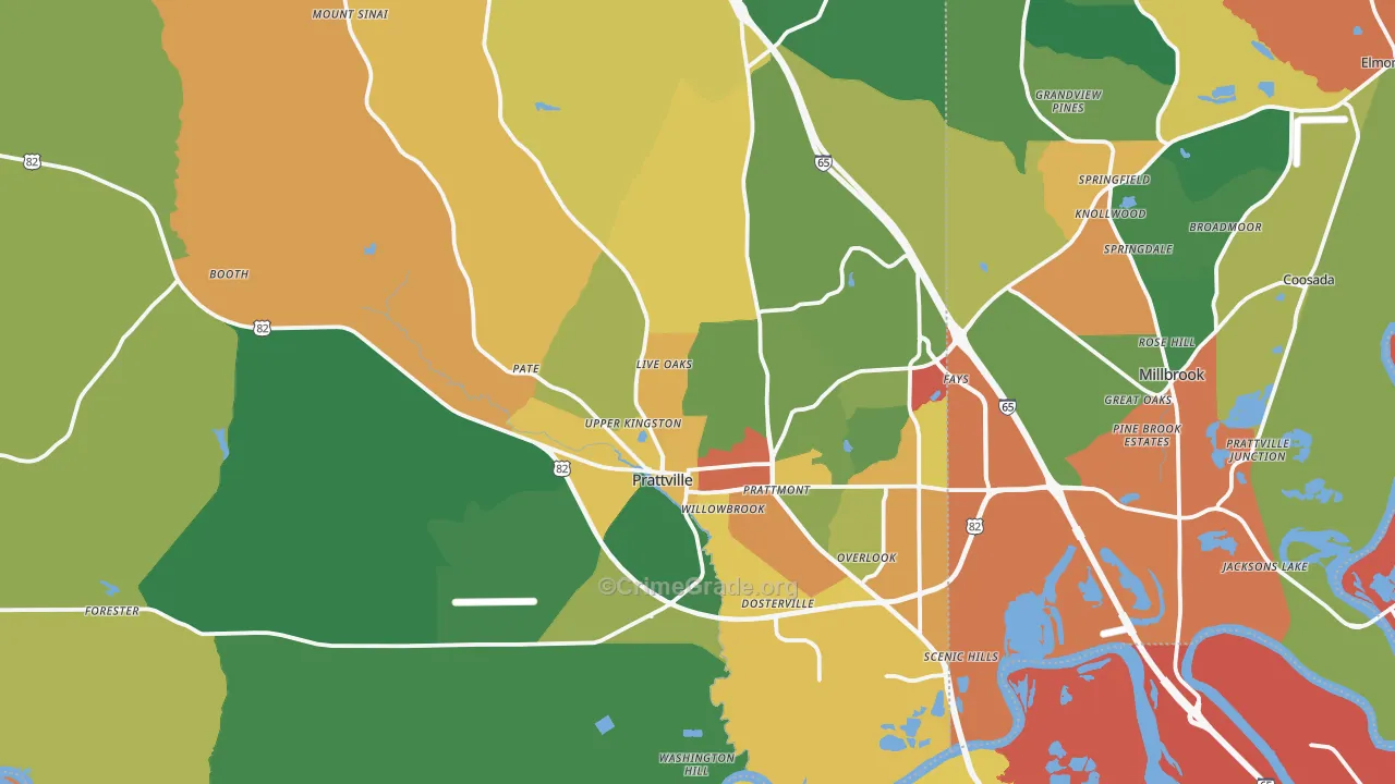 Prattville, AL Map of Theft Rates