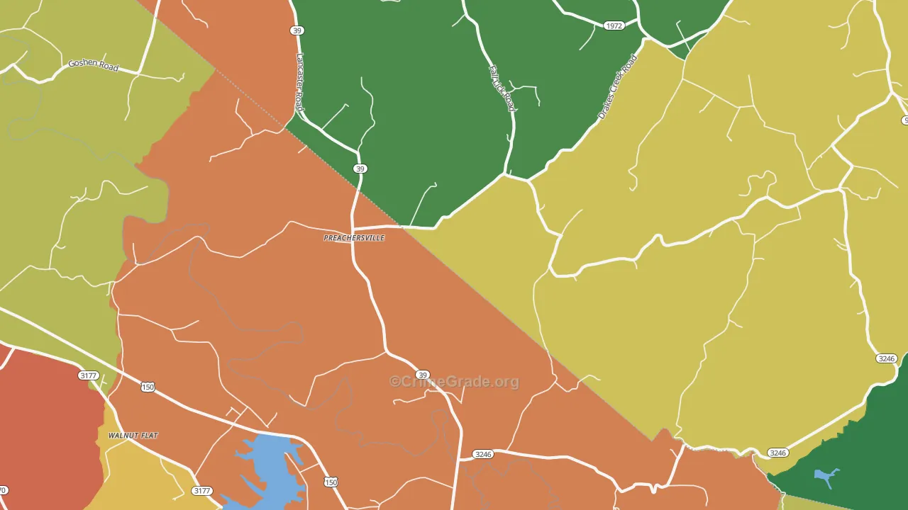 Preachersville, KY Map of Theft Rates