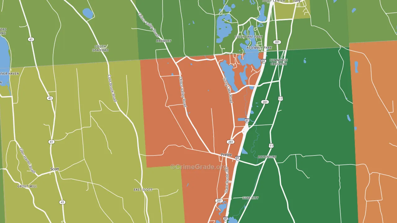 Preble, NY Map of Theft Rates