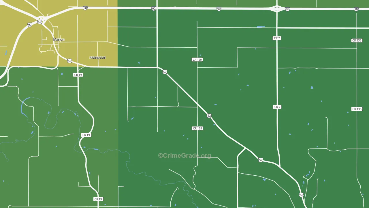 Predmore, MN Map of Theft Rates
