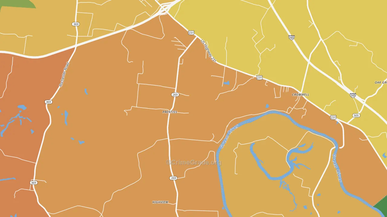 Prentiss, KY Map of Theft Rates