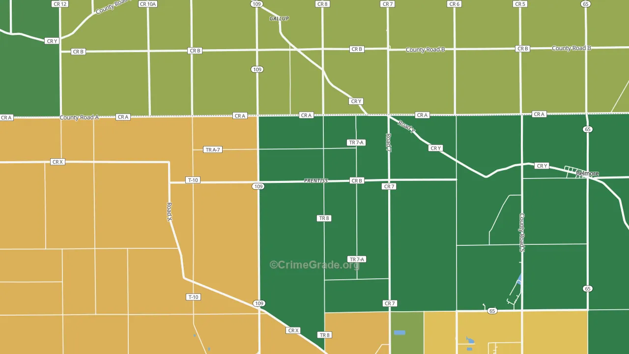 Prentiss, OH Map of Theft Rates