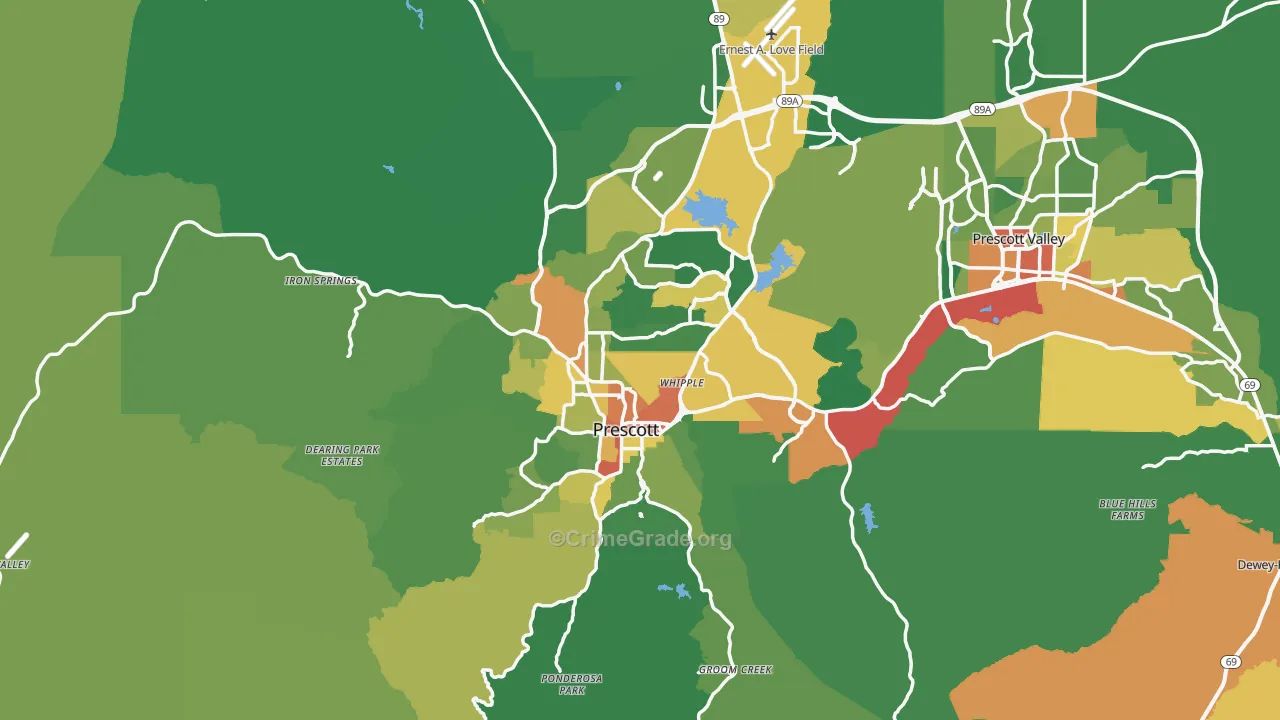 Prescott, AZ Map of Theft Rates