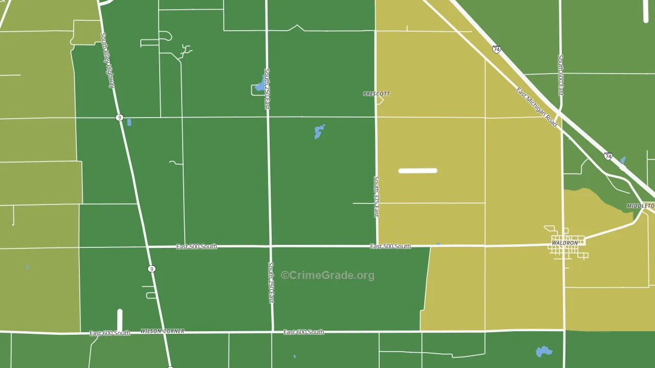 Prescott, IN Map of Theft Rates