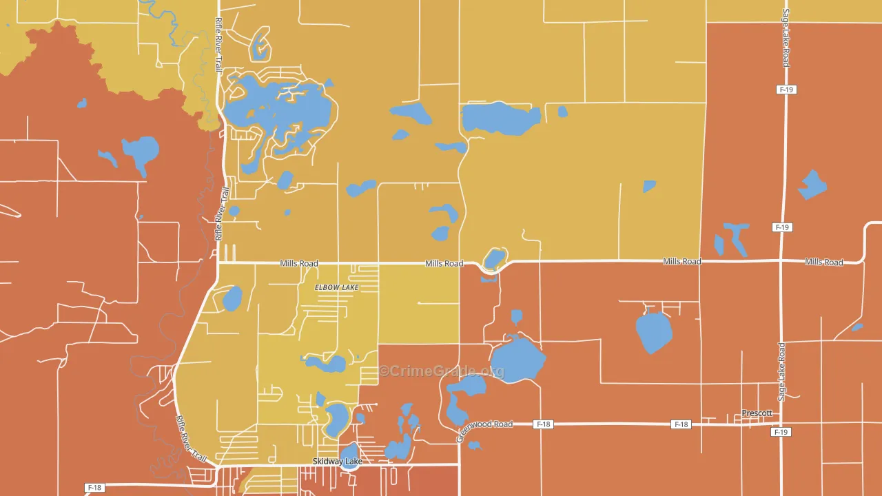 Prescott, MI Map of Theft Rates