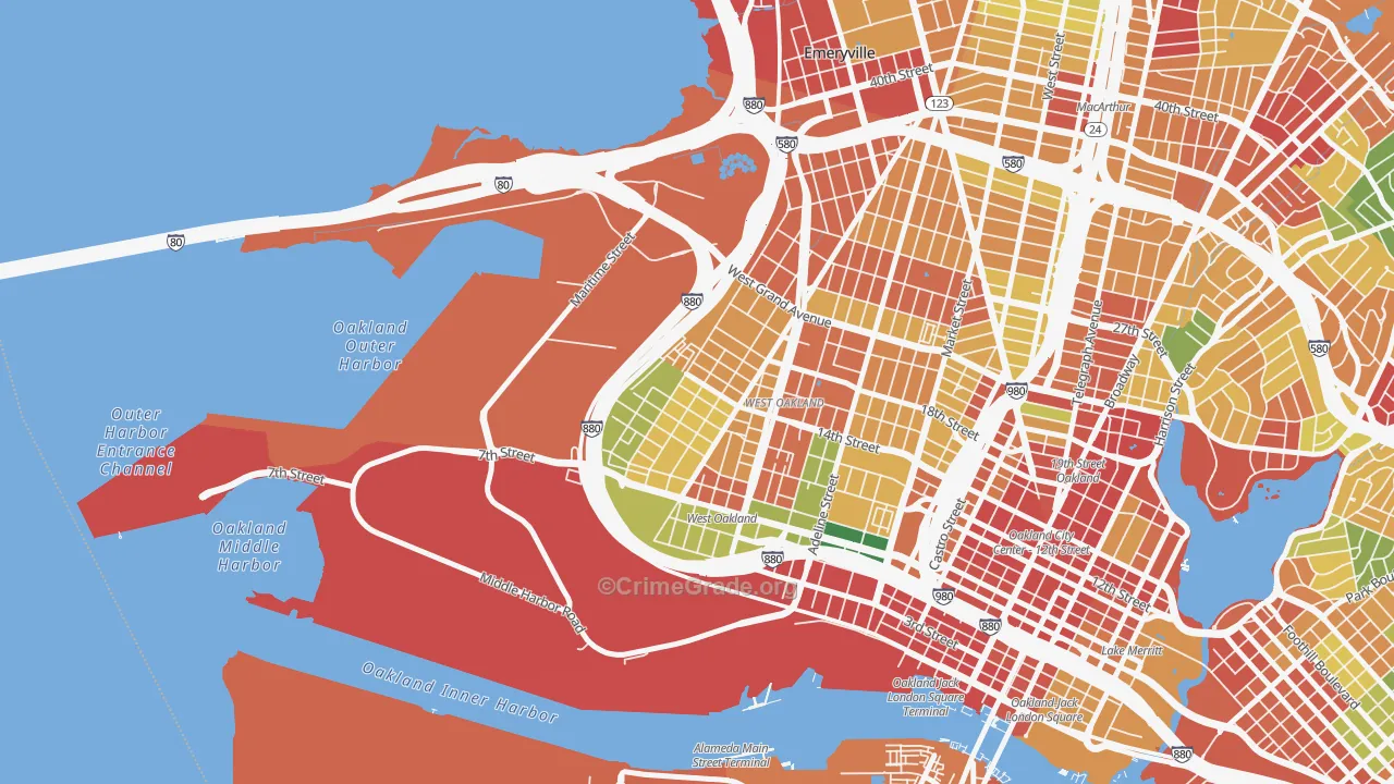 Prescott, Oakland, CA Map of Theft Rates