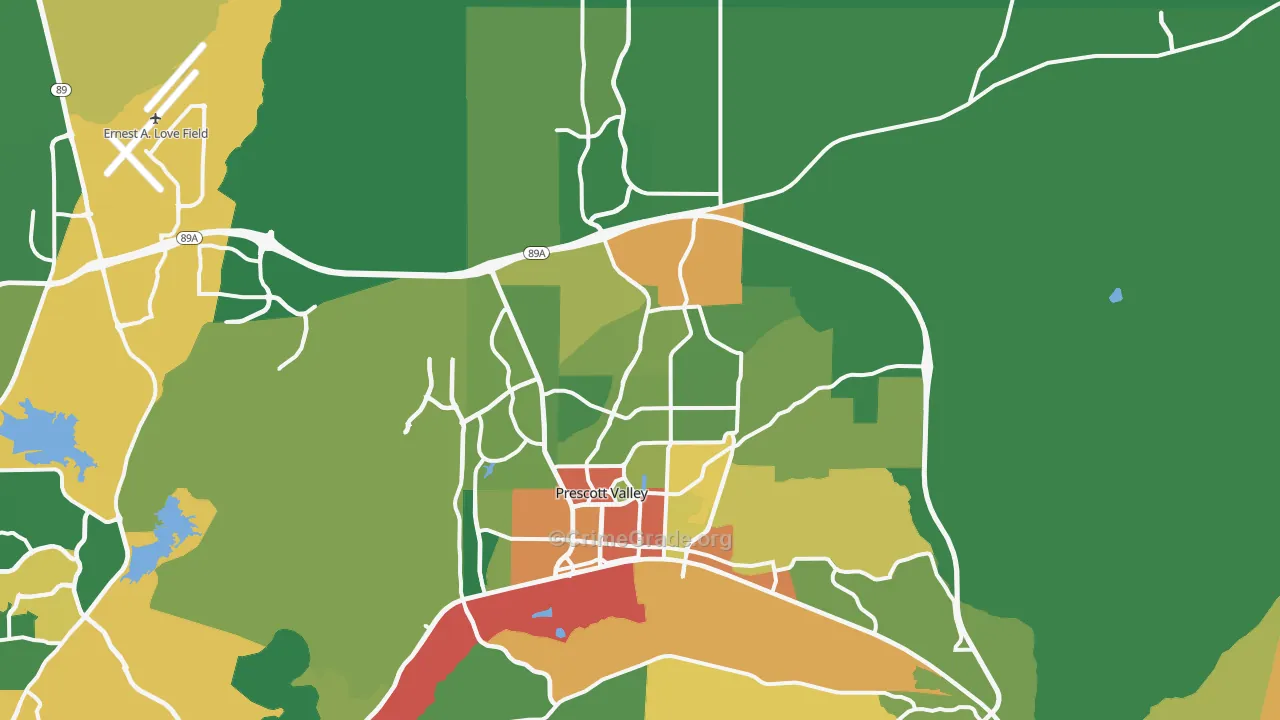 Prescott Valley, AZ Map of Theft Rates