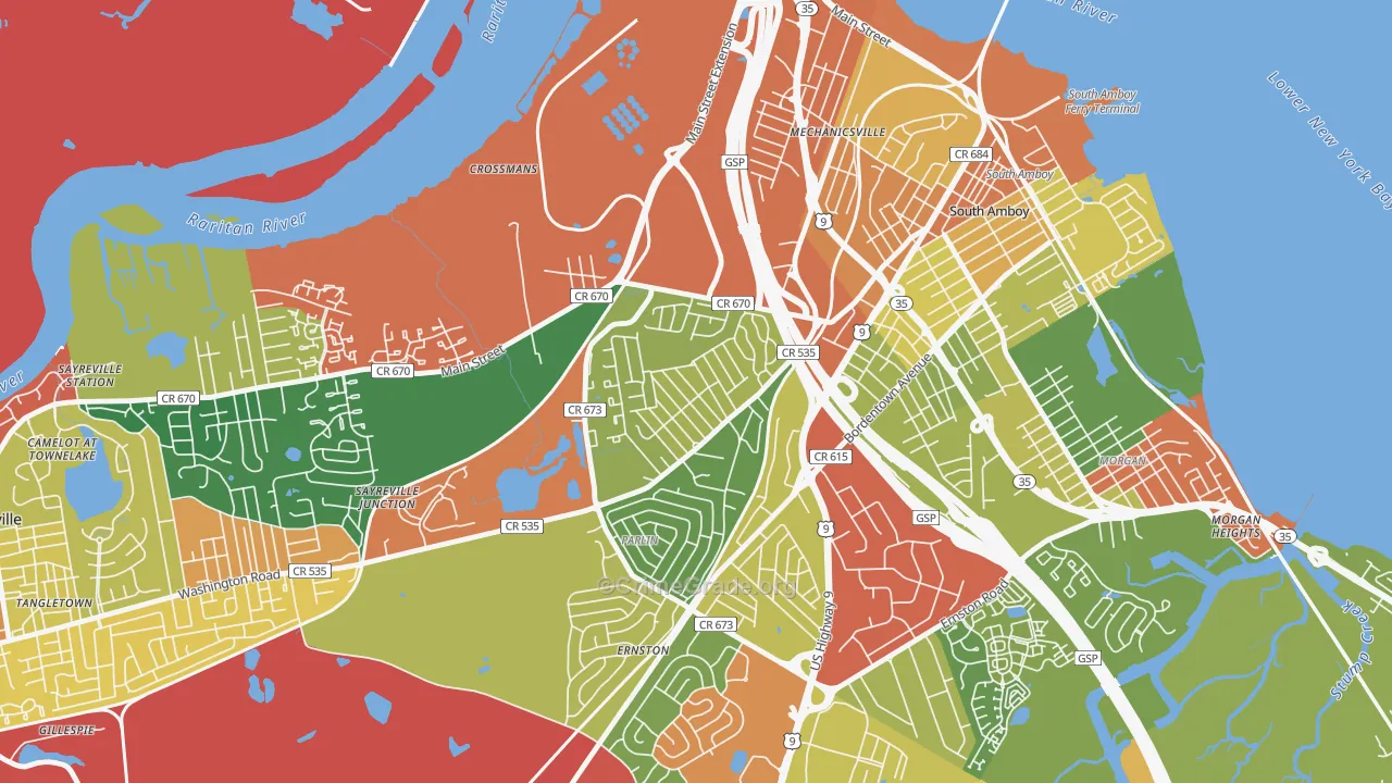 Presidents Park, Parlin, NJ Map of Theft Rates