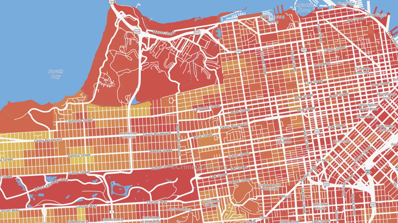 Presidio Heights, San Francisco, CA Map of Theft Rates