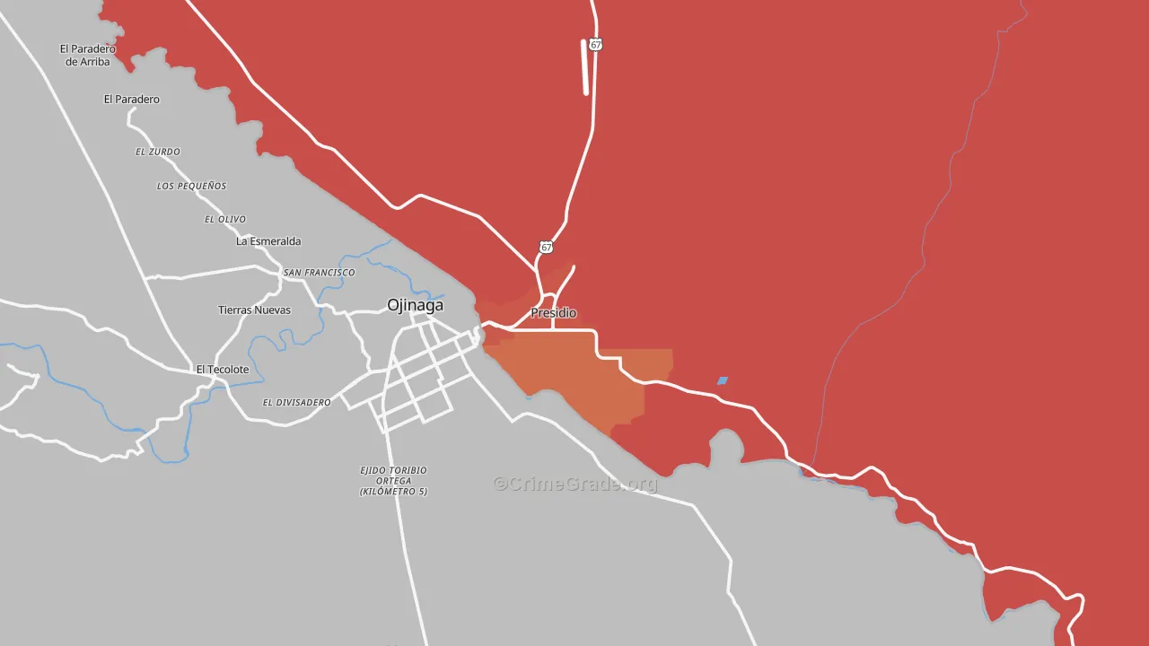 Presidio, TX Map of Theft Rates
