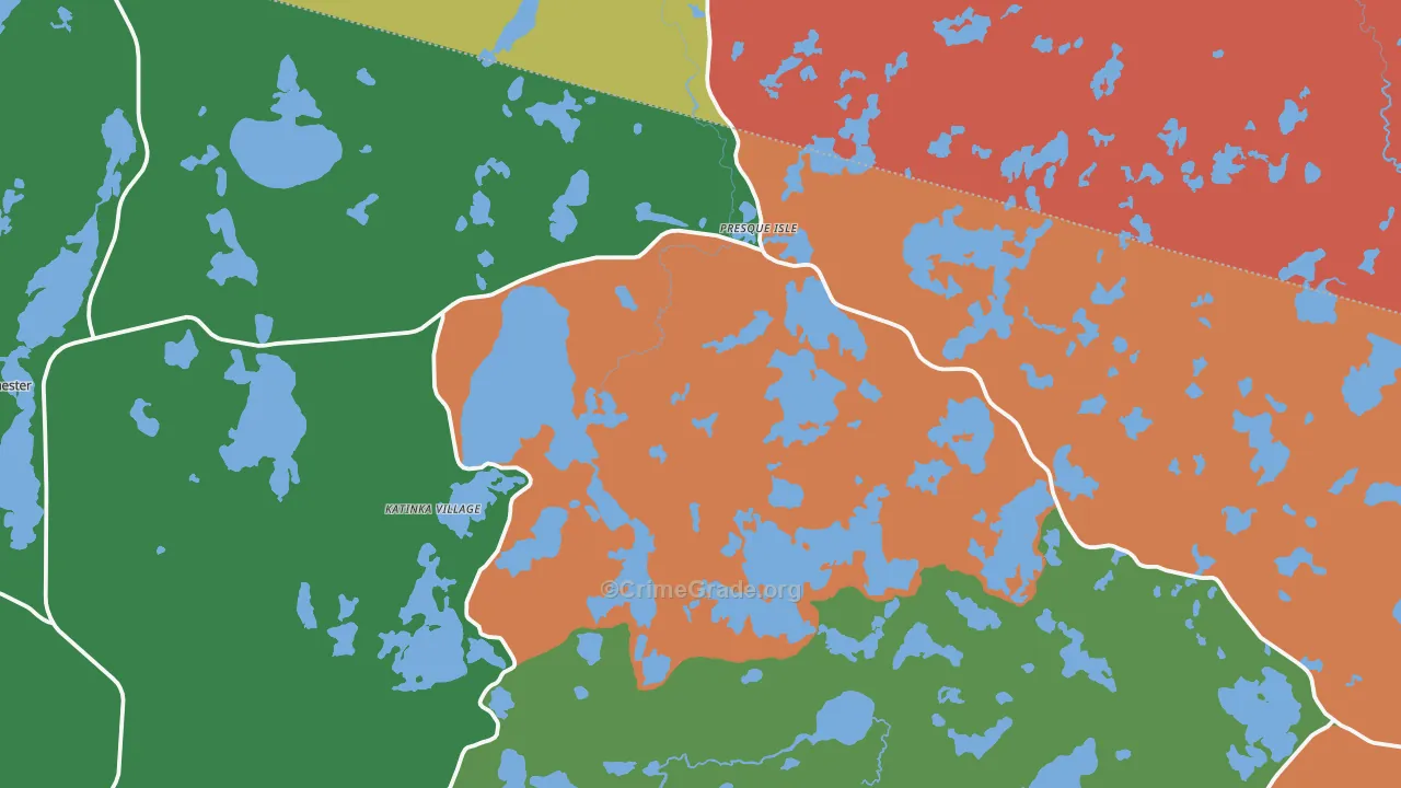 Presque Isle, WI Map of Theft Rates