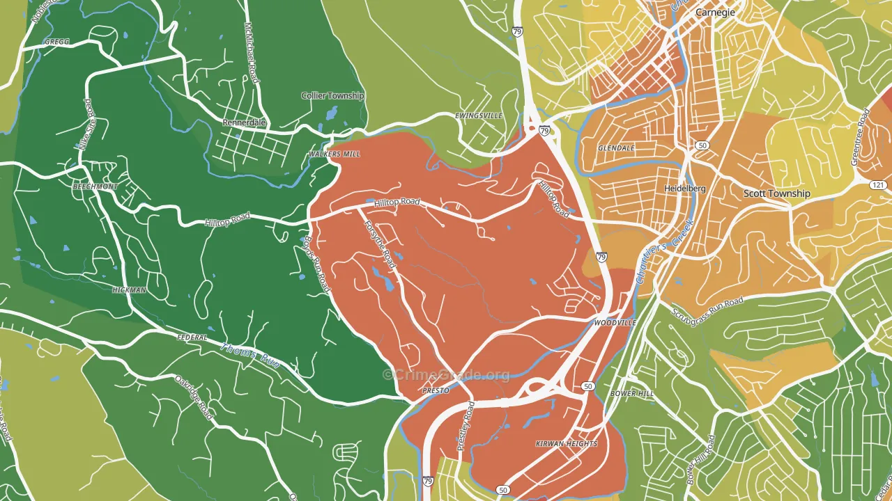 Presto, PA Map of Theft Rates