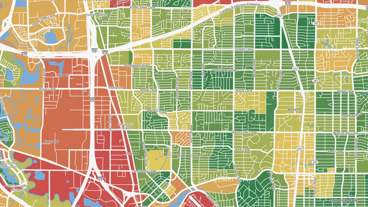 Preston Hollow, Dallas, TX Map of Theft Rates