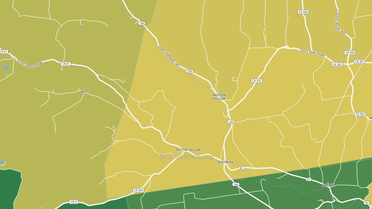 Preston Hollow, NY Map of Theft Rates