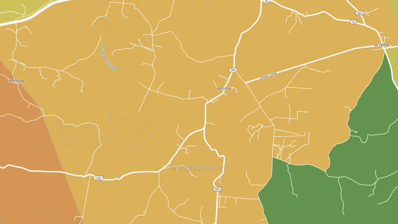 Preston, KY Map of Theft Rates