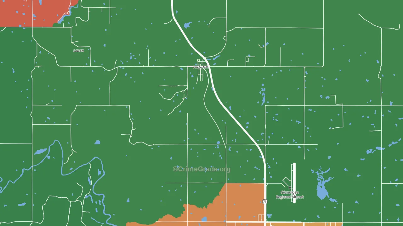 Preston, OK Map of Theft Rates