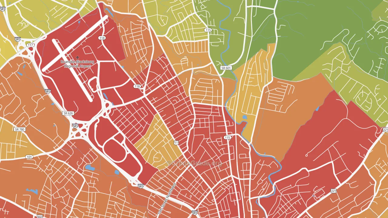 Preston Park, Roanoke, VA Map of Theft Rates