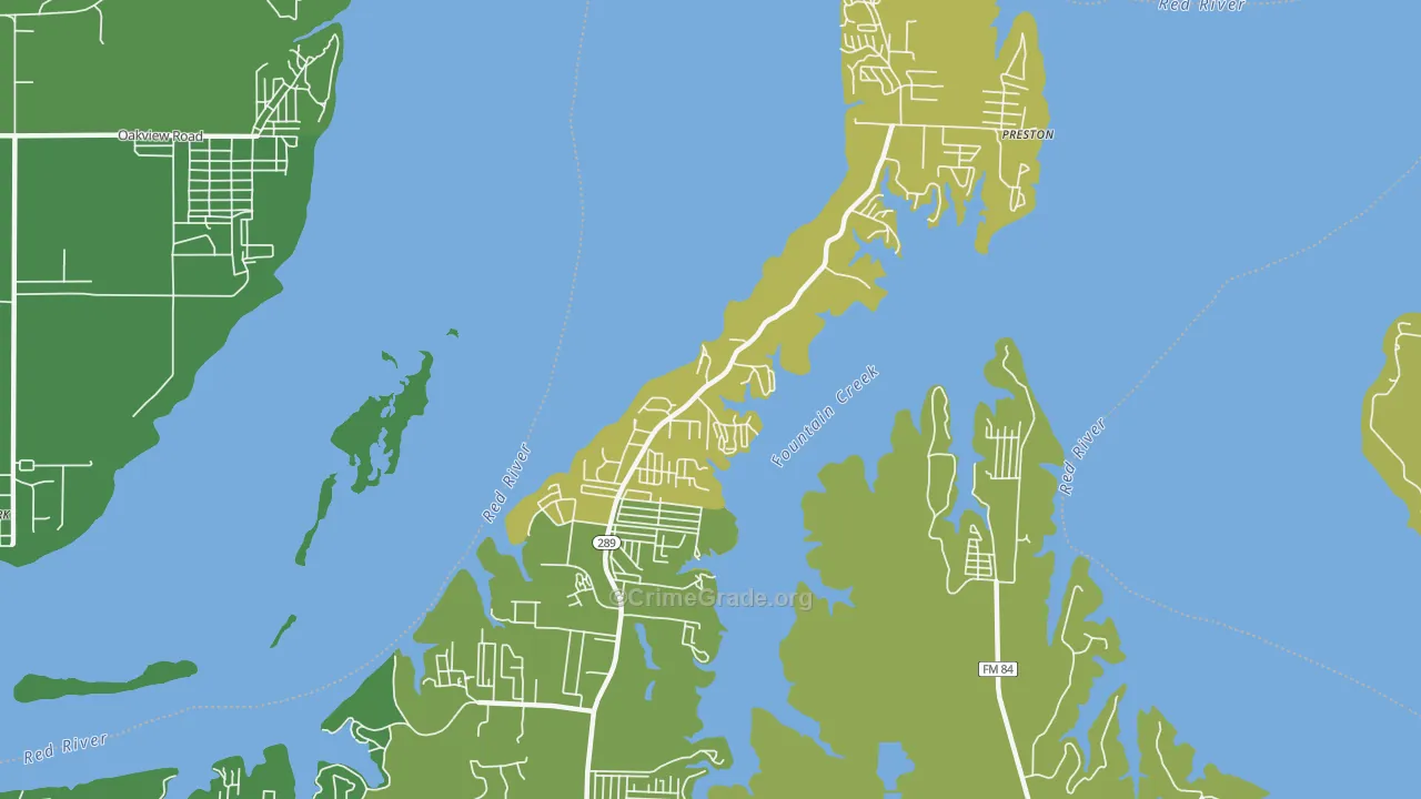 Preston, TX Map of Theft Rates