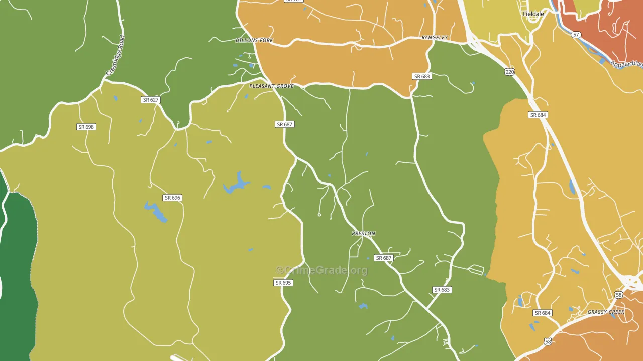 Preston, VA Map of Theft Rates