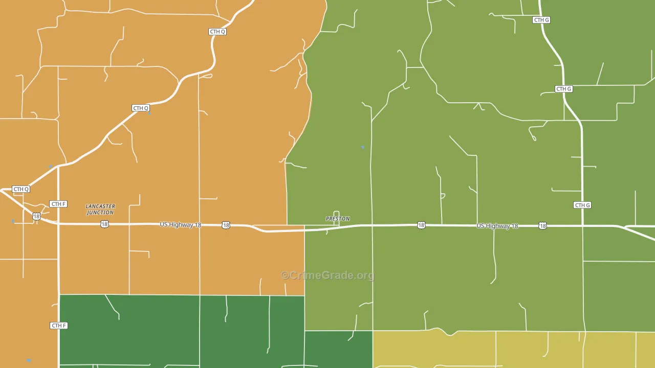 Preston, WI Map of Theft Rates