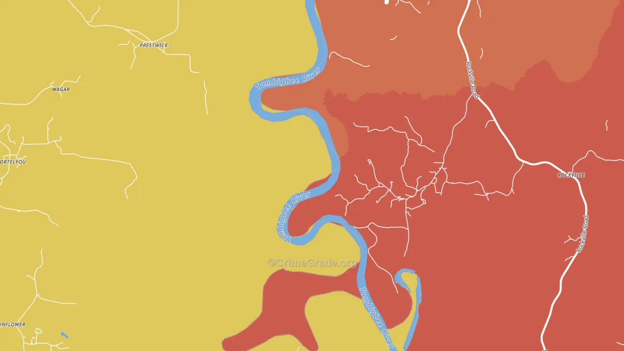 Prestwick, AL Map of Theft Rates