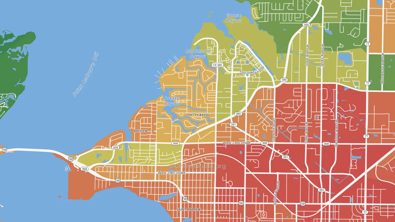 Pretty Bayou, FL Map of Theft Rates