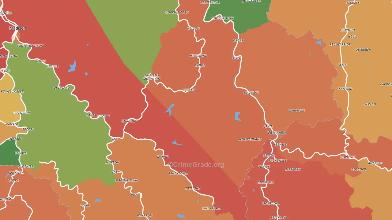 Price Hill, WV Map of Theft Rates
