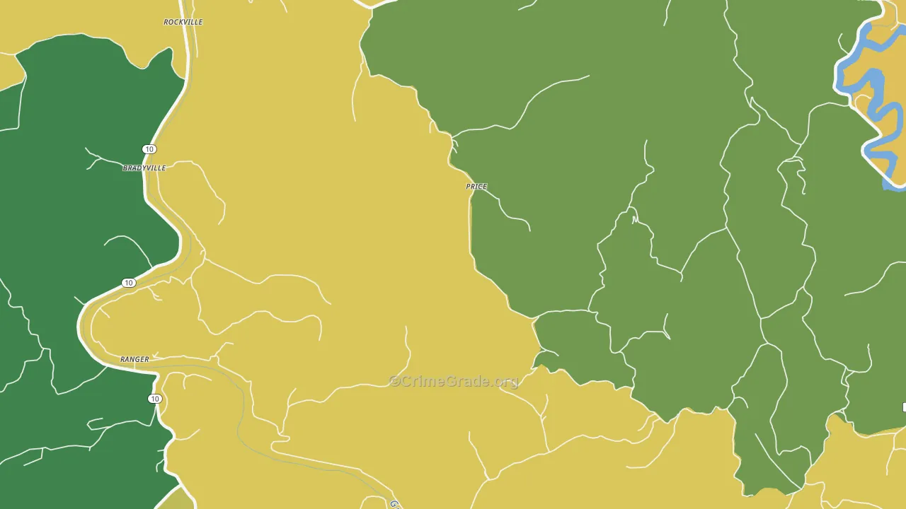 Price, WV Map of Theft Rates