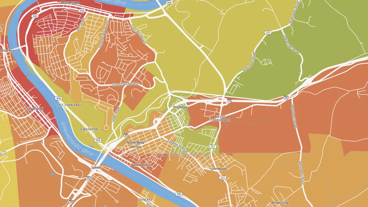 Pricedale, PA Map of Theft Rates