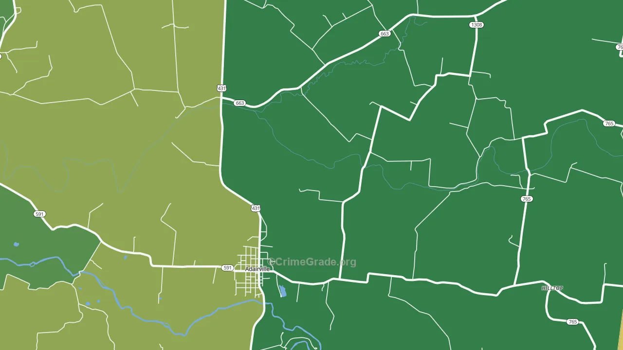 Prices Mill, KY Map of Theft Rates