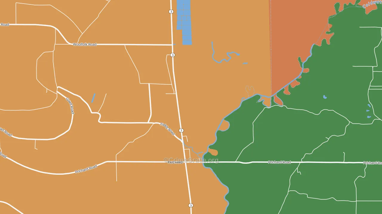 Prichard, MS Map of Theft Rates