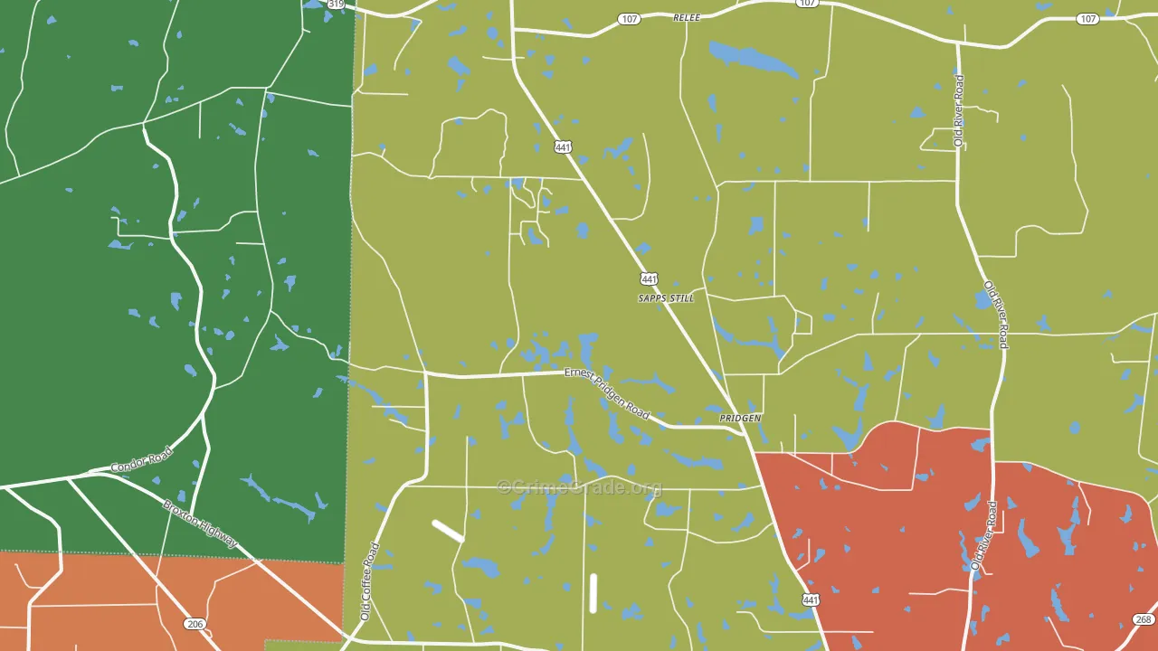 Pridgen, GA Map of Theft Rates