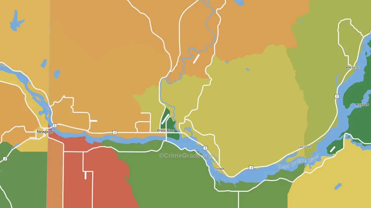 Priest River, ID Map of Theft Rates