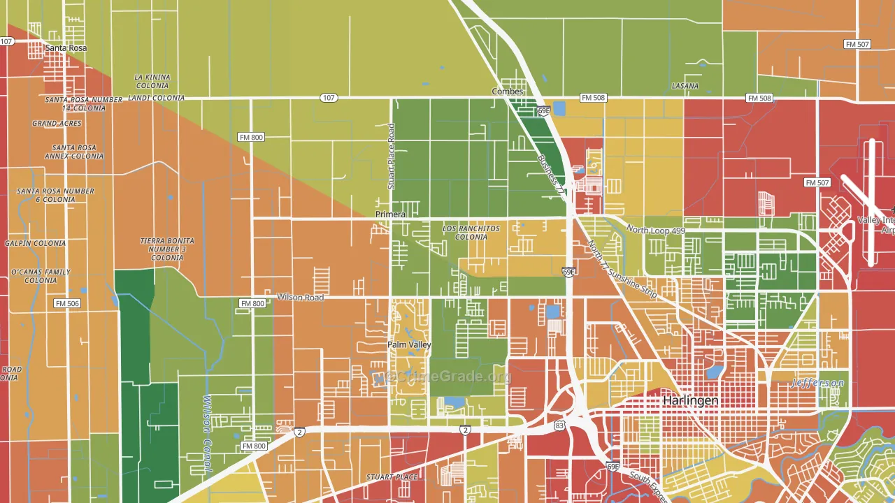 Primera, TX Map of Theft Rates