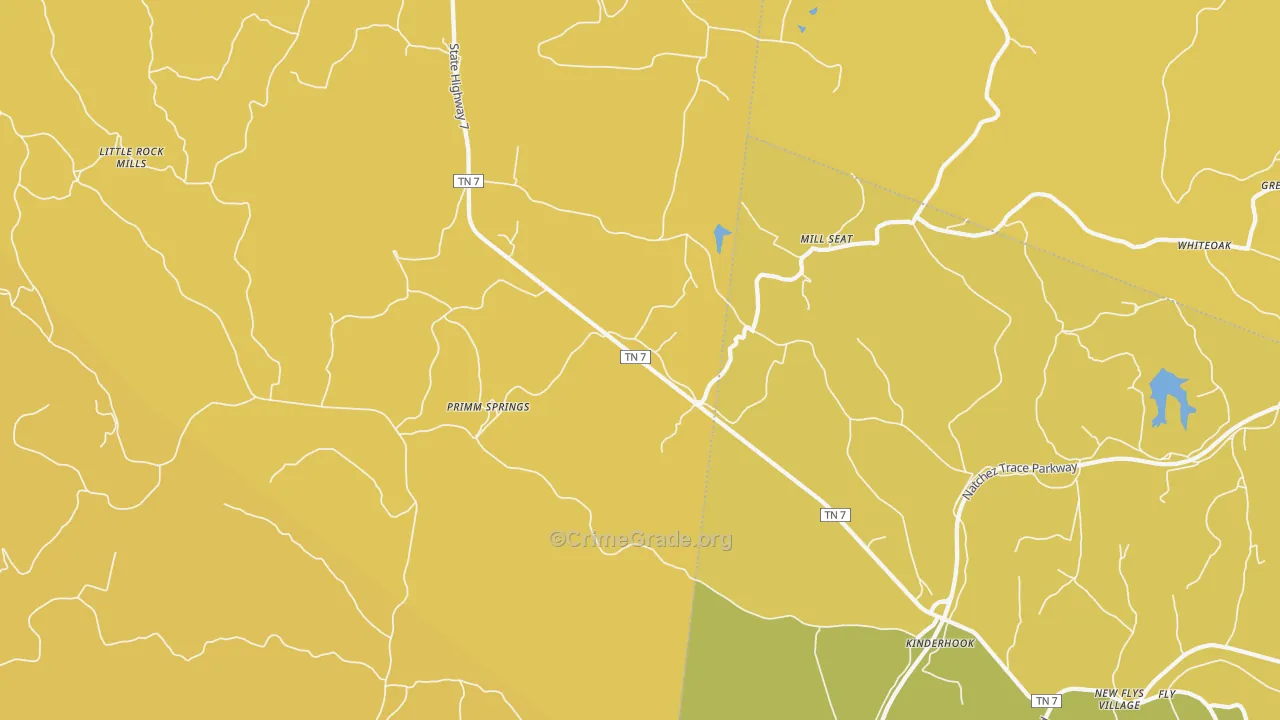 Primm Springs, TN Map of Theft Rates
