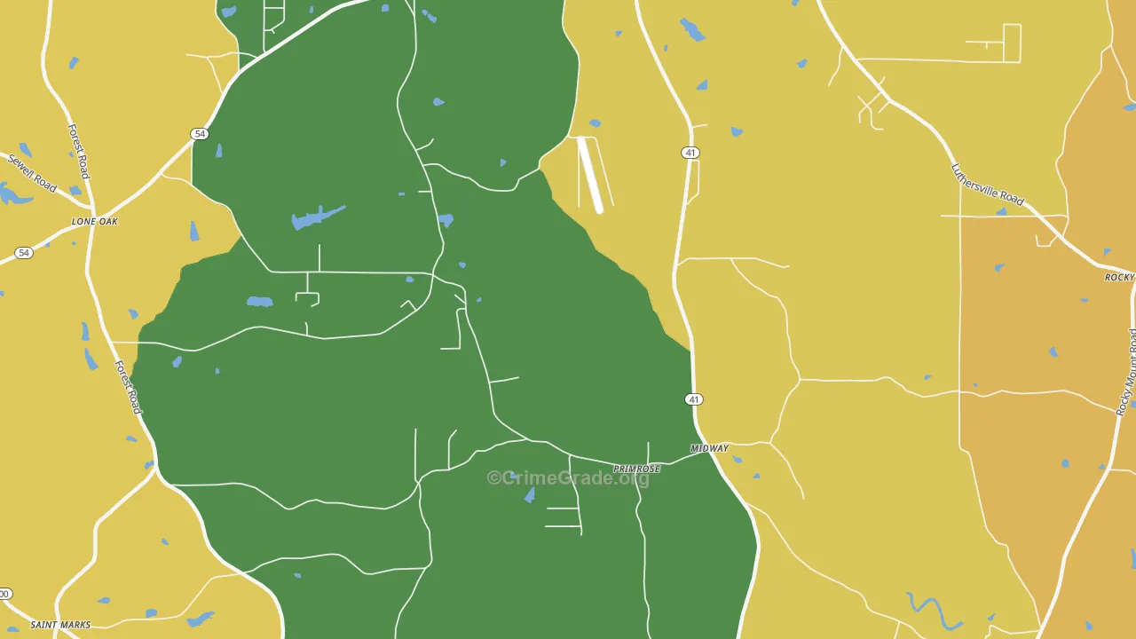 Primrose, GA Map of Theft Rates