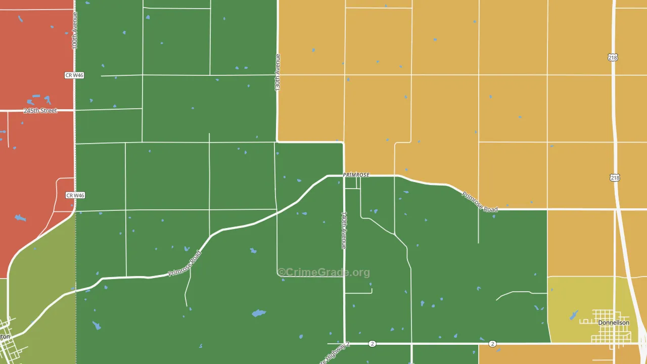 Primrose, IA Map of Theft Rates