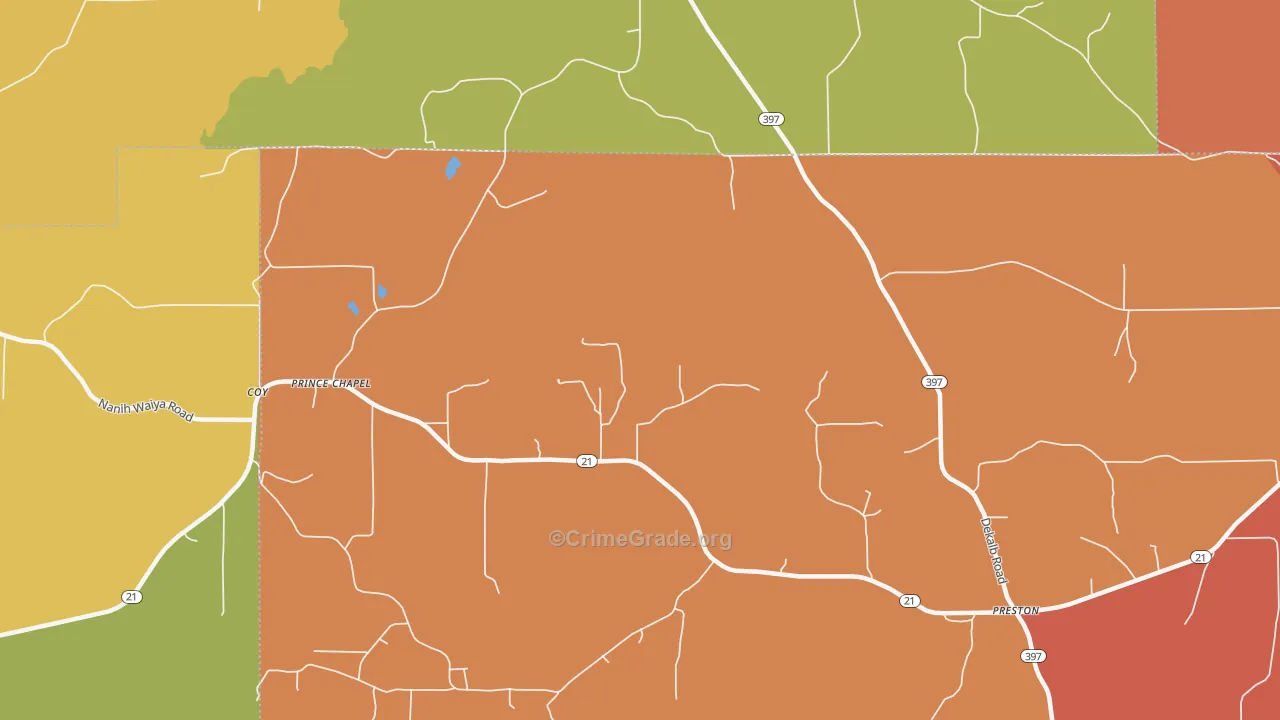 Prince Chapel, MS Map of Theft Rates