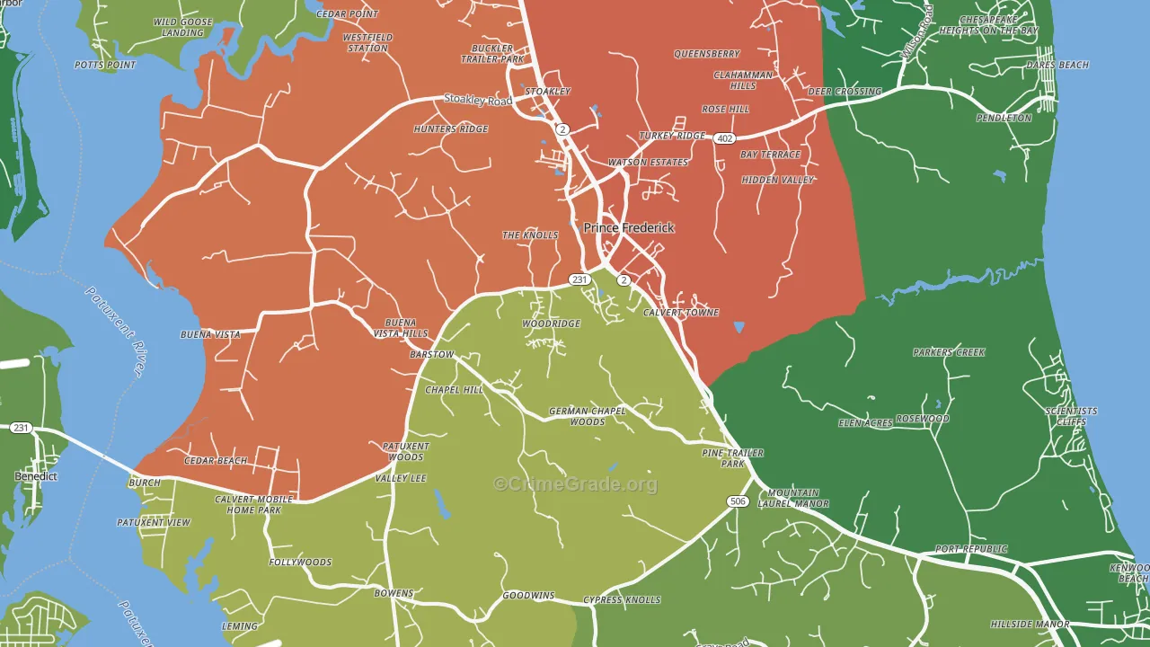 Prince Frederick, MD Map of Theft Rates